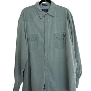 Pendleton Teal Silk/Cotton Button Down Shirt